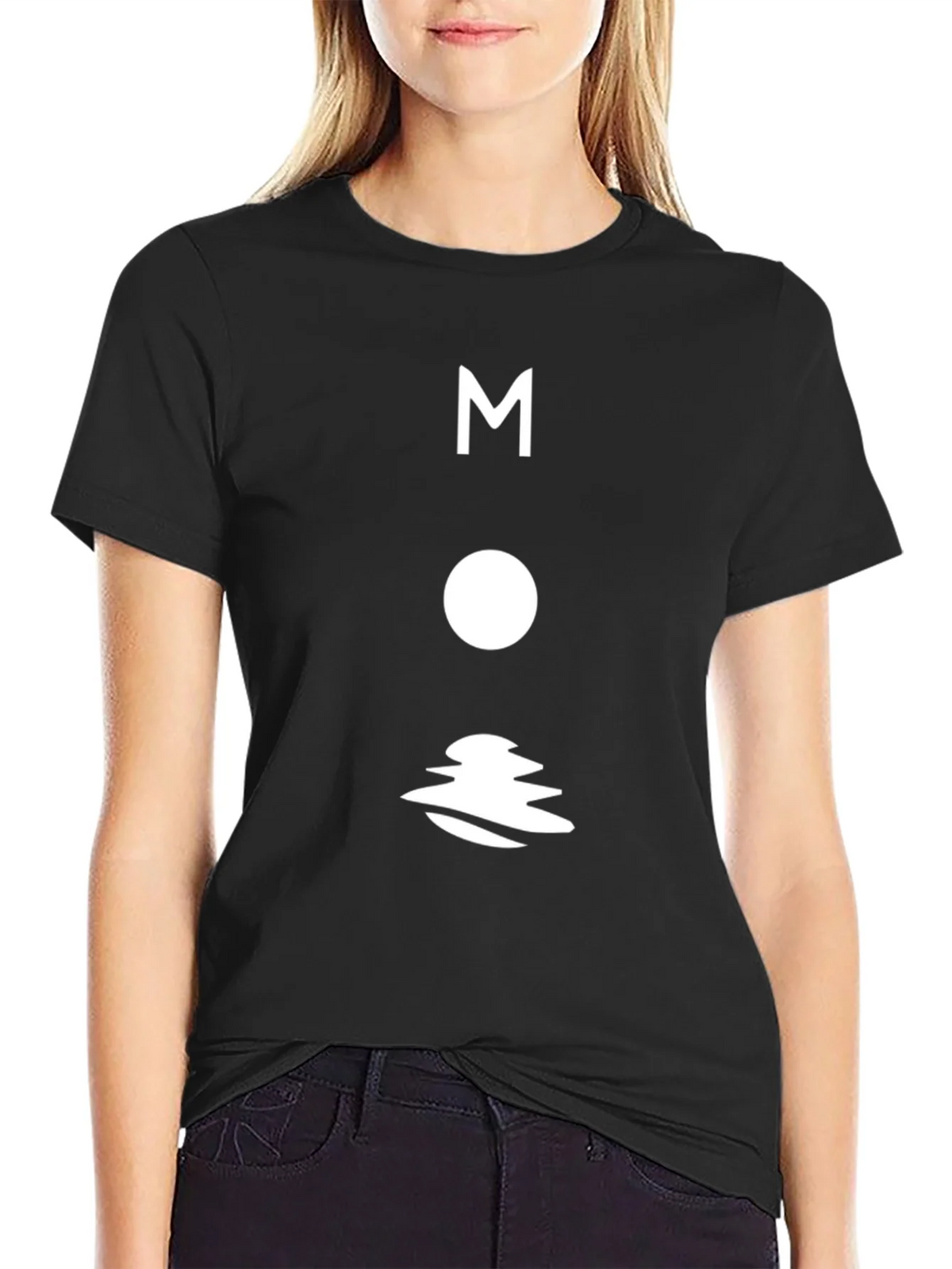 Modern Moon Graphic T-Shirt - Black Cotton Tee product image 2