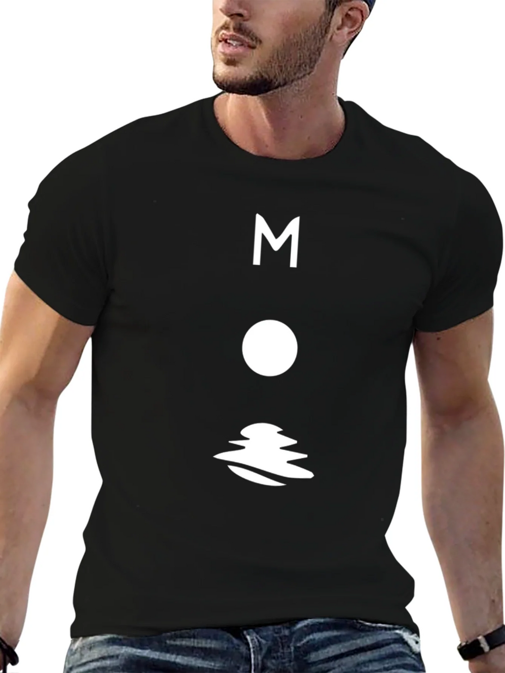 Modern Moon Graphic T-Shirt - Black Cotton Tee product image 6