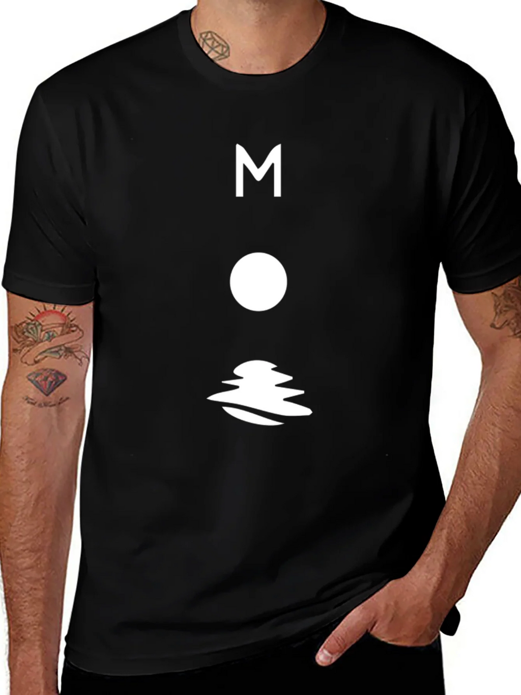 Modern Moon Graphic T-Shirt - Black Cotton Tee product image 1