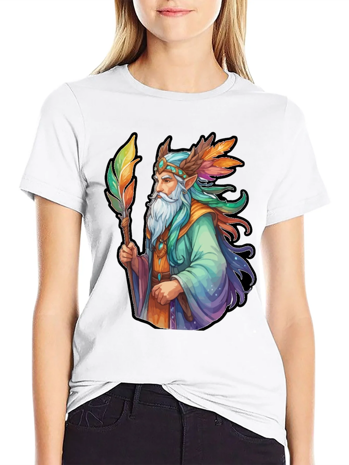 Wizard Graphic Tee - Colorful Fantasy Design product image 6