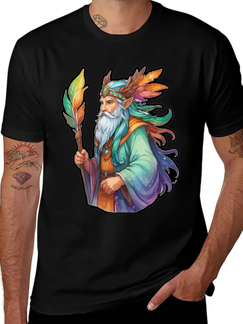 Wizard Graphic Tee - Colorful Fantasy Design product image 1