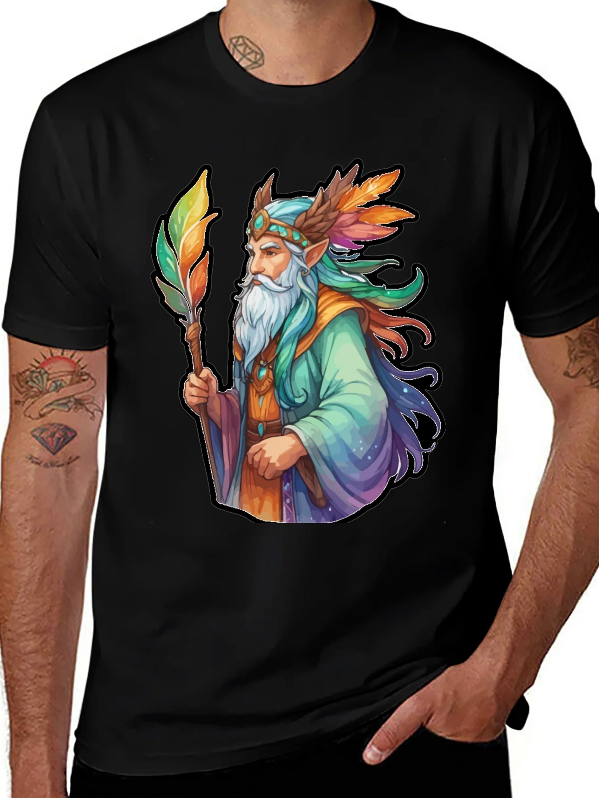 Wizard Graphic Tee - Colorful Fantasy Design product image 1
