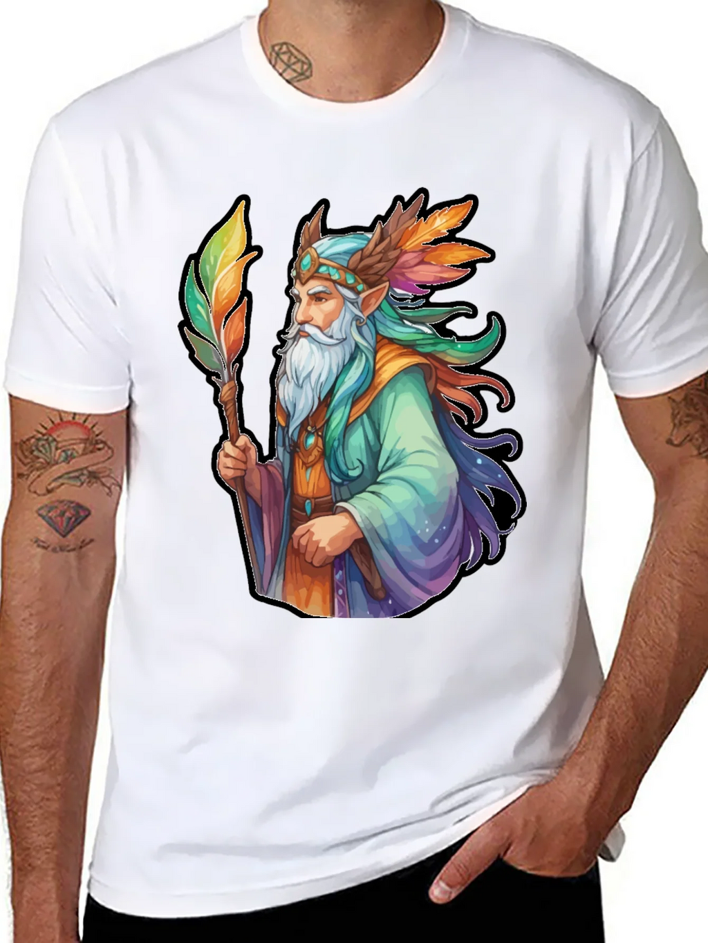 Wizard Graphic Tee - Colorful Fantasy Design product image 5