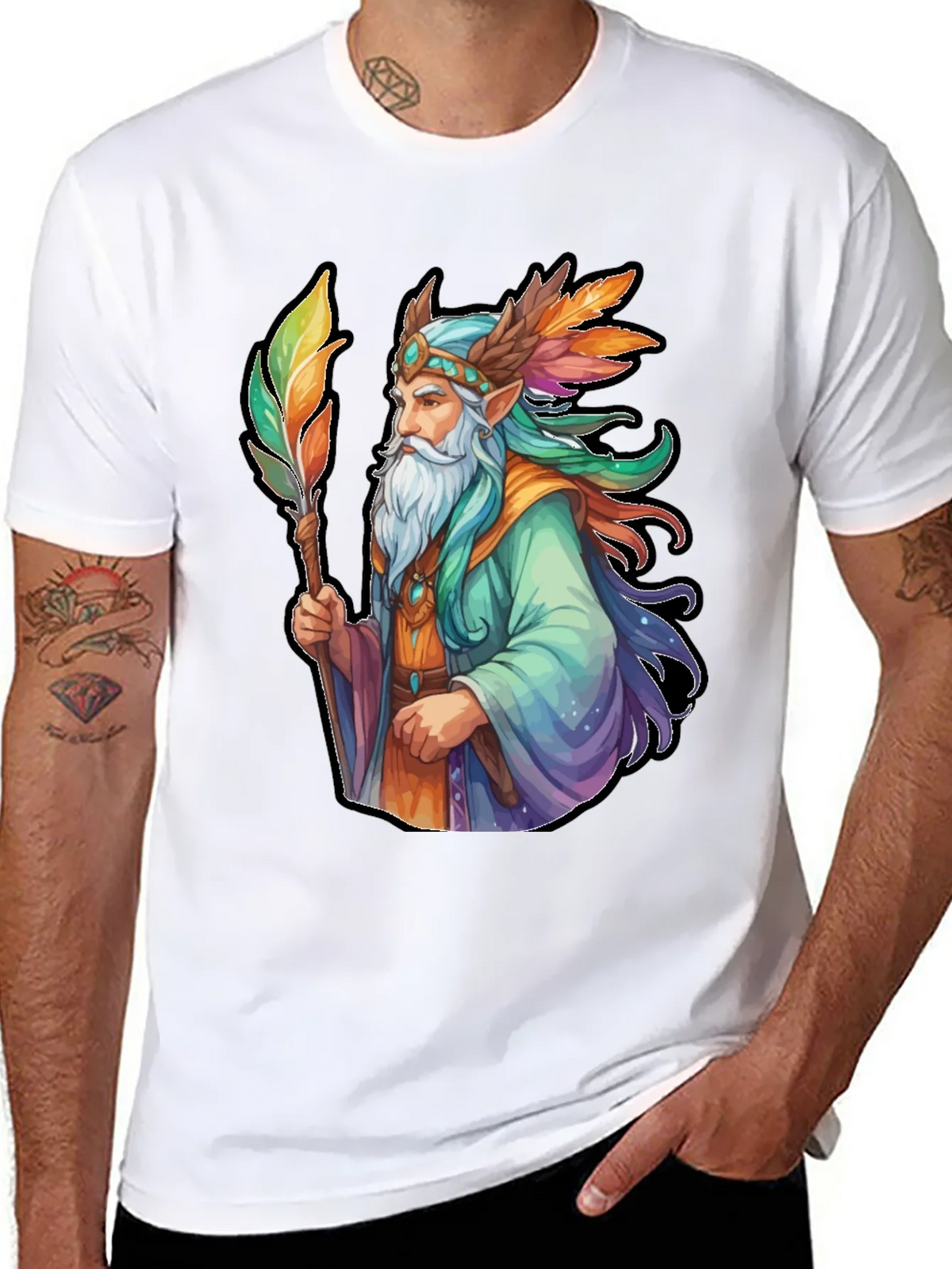 Wizard Graphic Tee - Colorful Fantasy Design product image 5