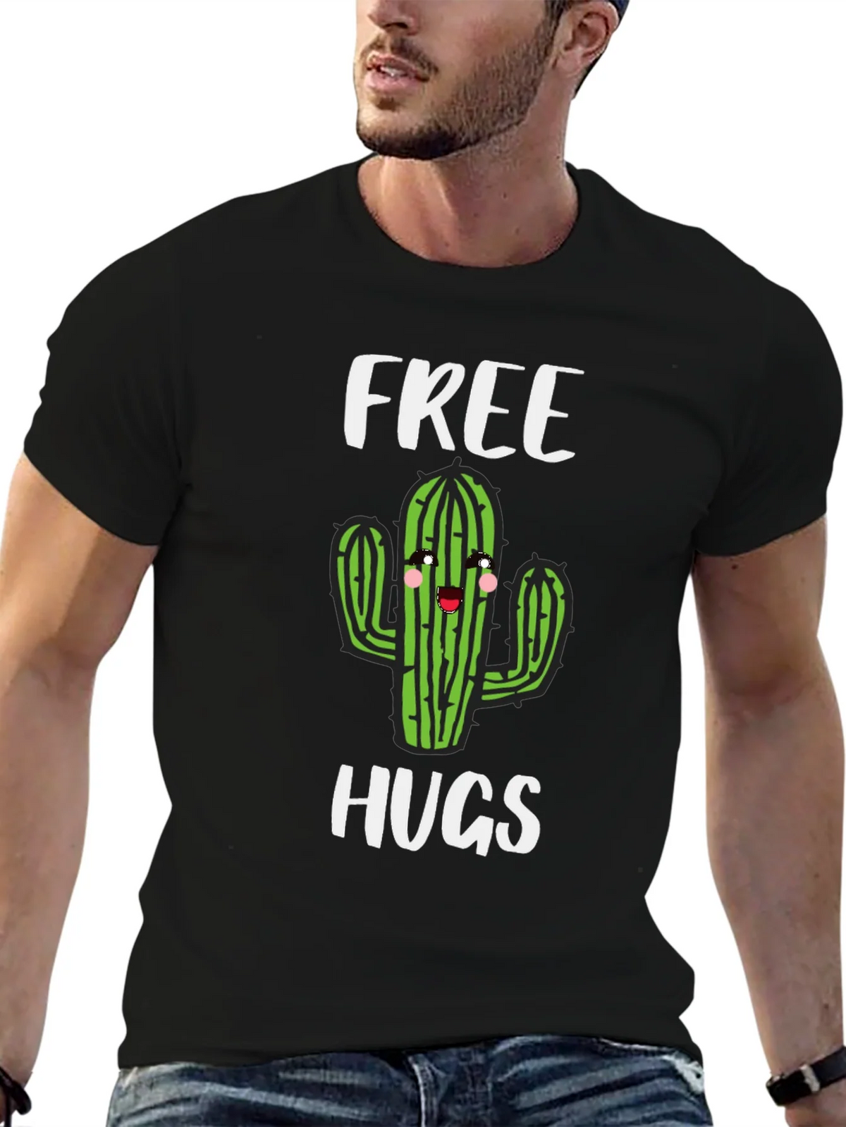Free Hugs Cactus Graphic T-Shirt - Soft Cotton product image 3