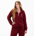 Crimson Faith Cross Cozy Sherpa Fleece Half Zip Pullover & Sweatpants Bundle