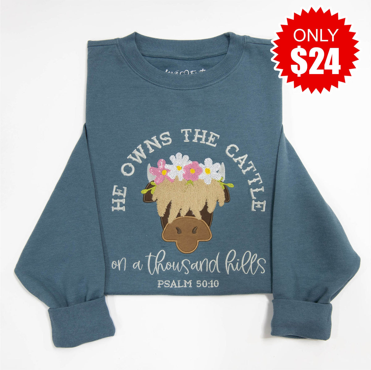 He Owns the Cattle Embellished Sweatshirt - 24 product image 1