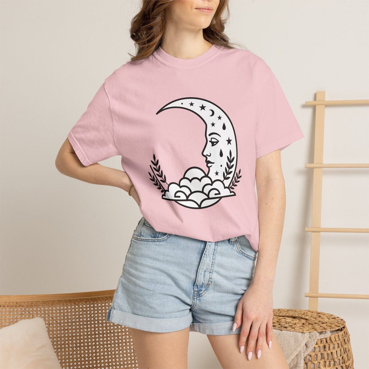 Lunar Face Shirt Boho Chic Space Gift Women Doodle Tee Moon product image 12