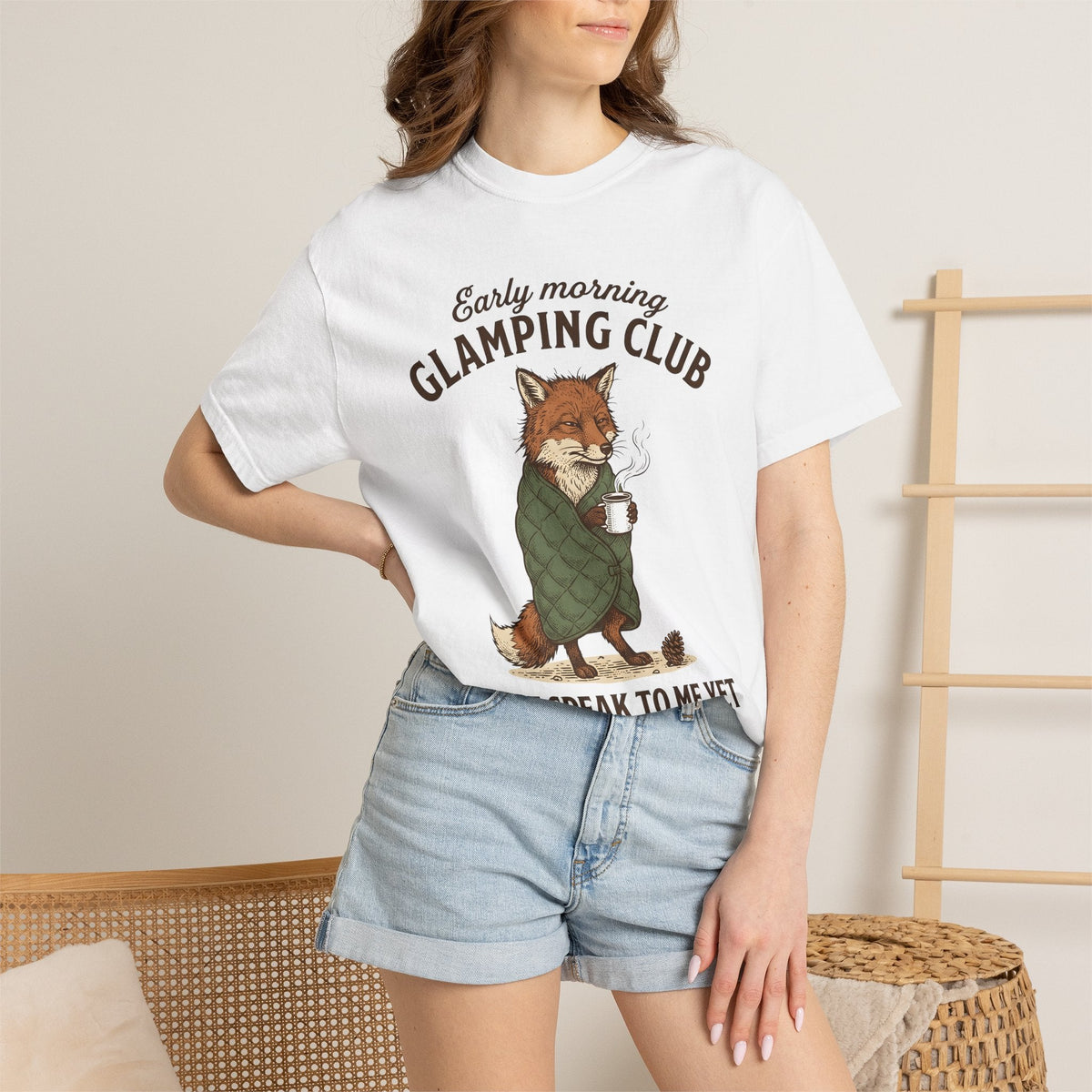 Fox Coffee Shirt Camping Animal Unisex Gift Hand Drawn Tee product image 6