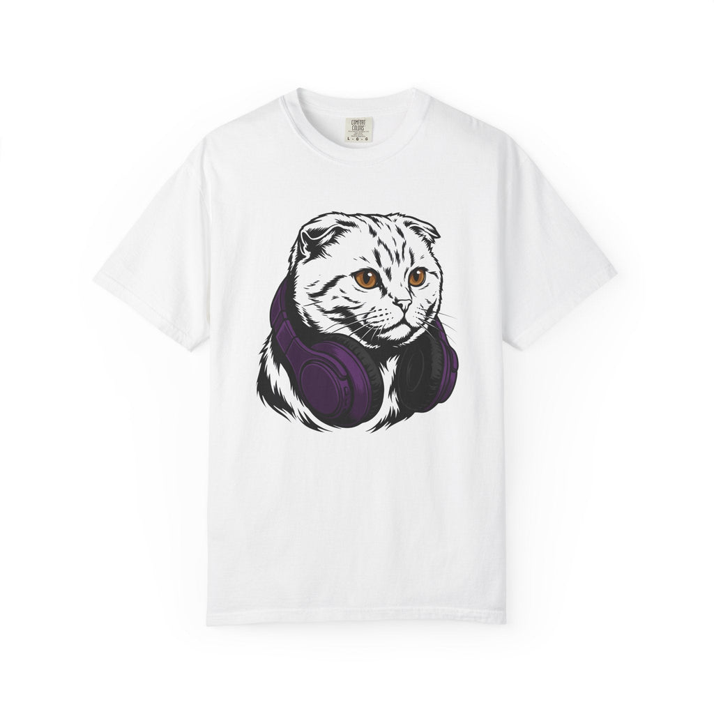 Cat Headphones Shirt Music Gift Women Bold Graphic Tee product image 1