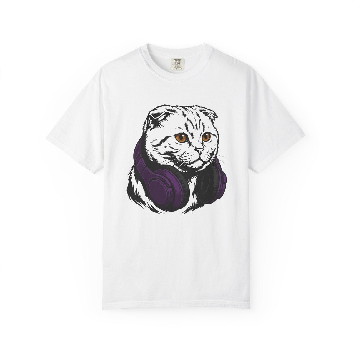 Cat Headphones Shirt Music Gift Women Bold Graphic Tee product image 1