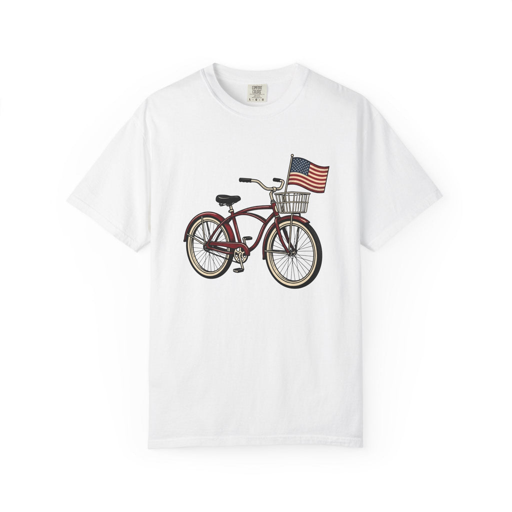 Bike Illustration Shirt 4th Of July America Unisex Gift Old product image 1