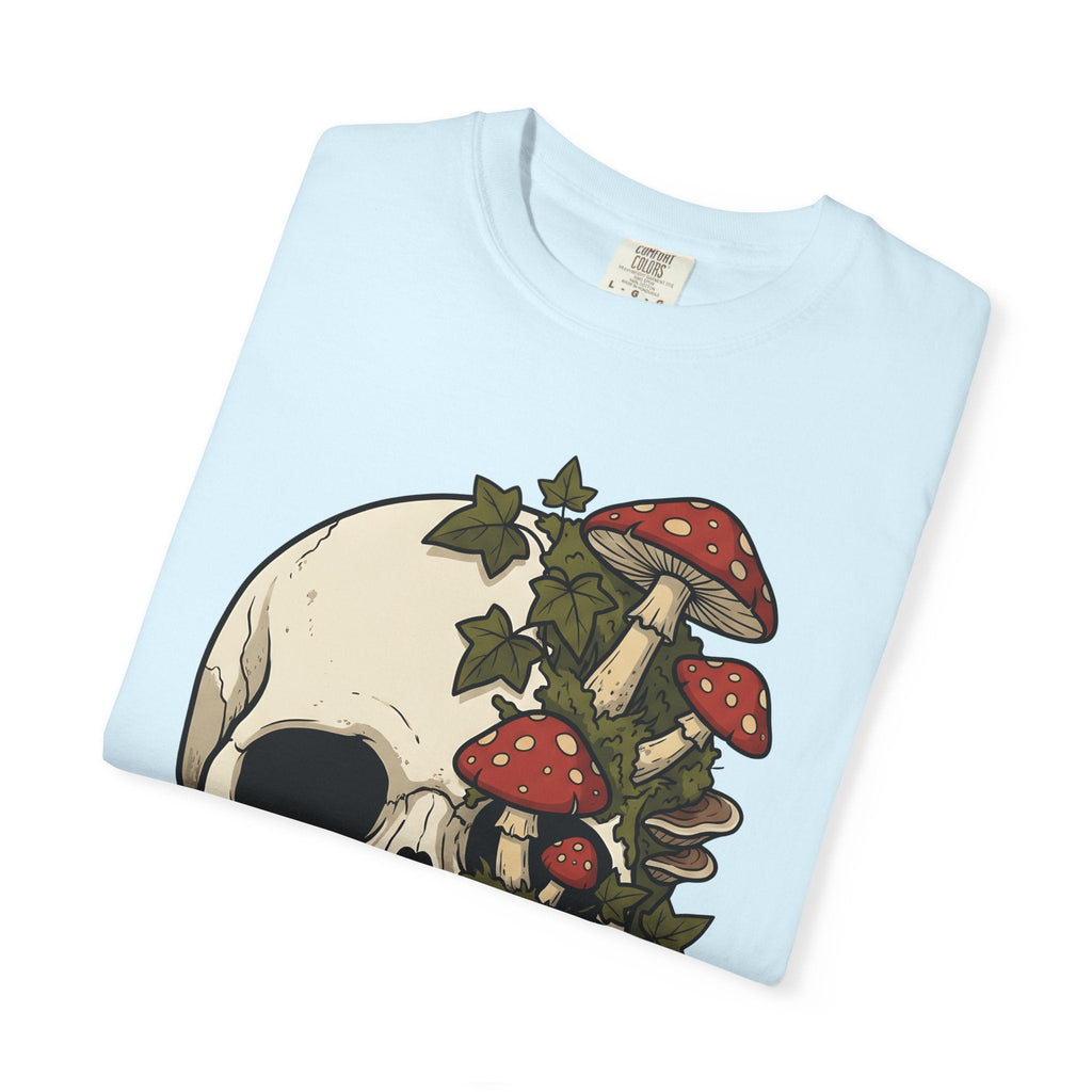 Skull Mushrooms Shirt Gothic Nature Unisex Gift Tattoo Tee product image 9