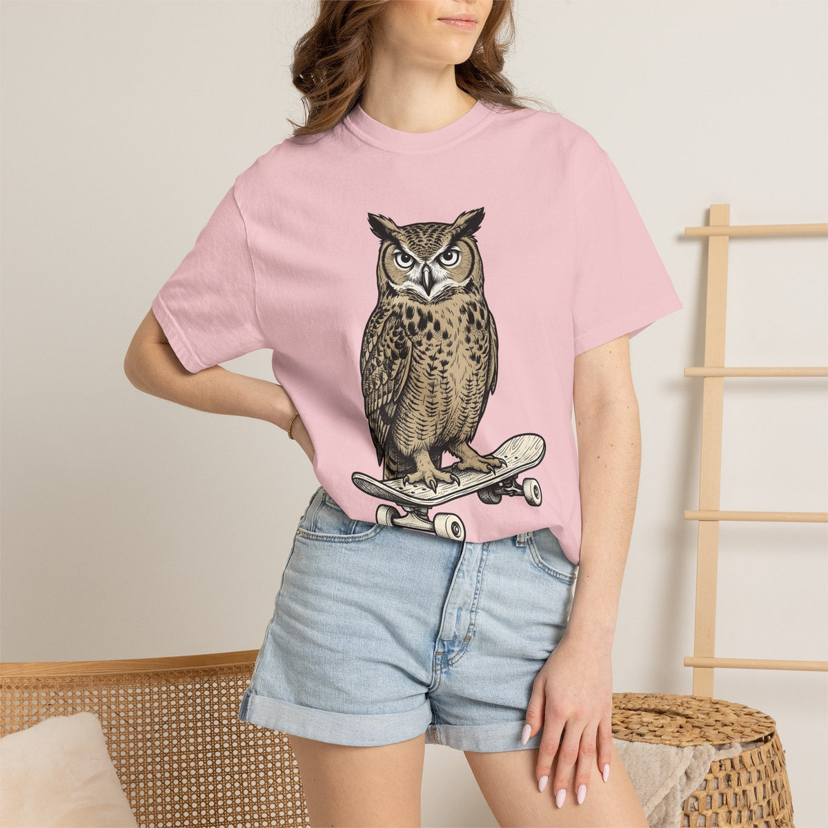 Owl Skateboarding Shirt Sports Wildlife Unisex Gift Sketch product image 12