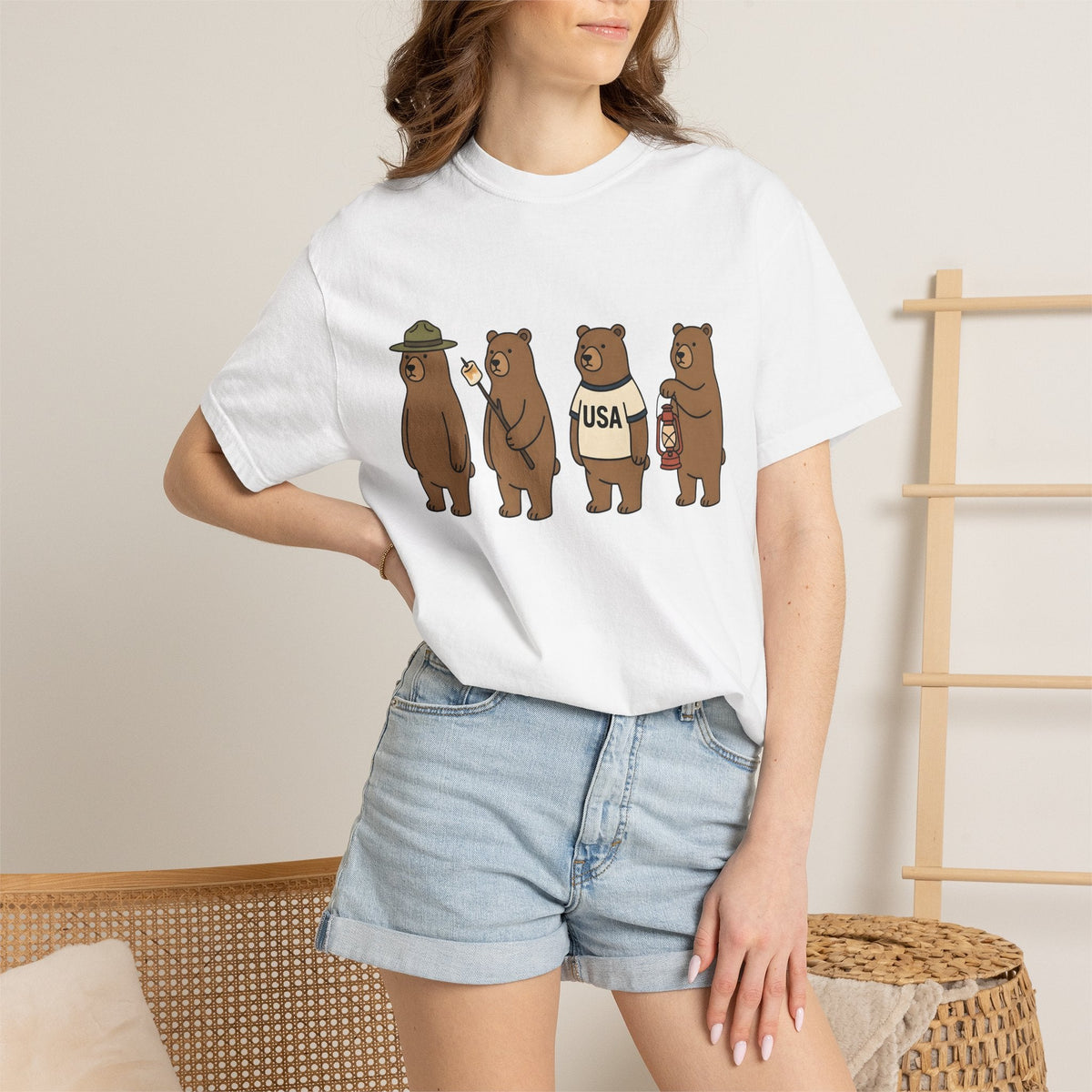 Camping Bears Shirt America Unisex Gift Cartoon Tee Bear product image 6