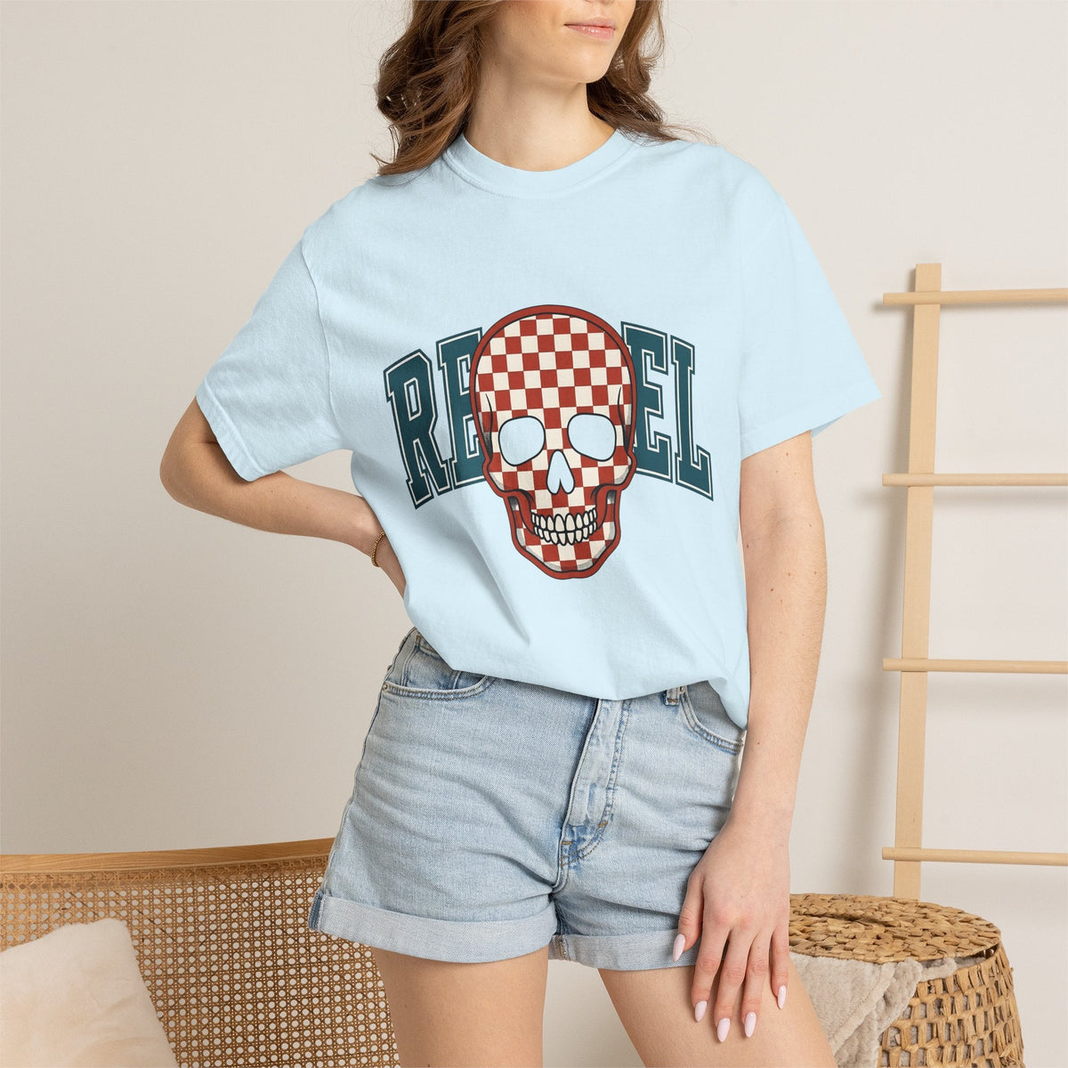 Gingham Skull Shirt America Music Gift Women Pop Art Tee product image 10