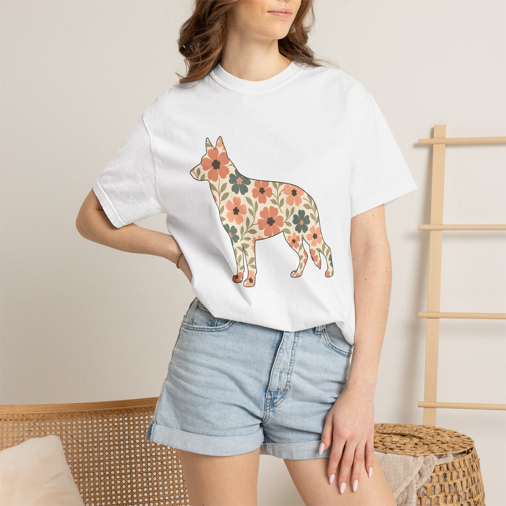 German Shepherd Puppy Shirt Dog Critters Unisex Gift Flower product image 6
