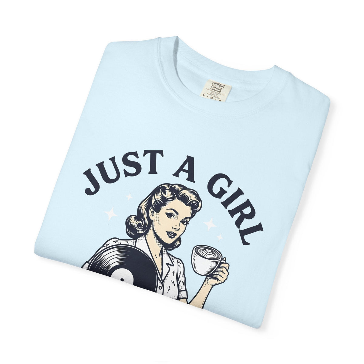 Nostalgic Female Coffee Disc Shirt Coffee Tunes Unisex Gift Antique Tee Coffee