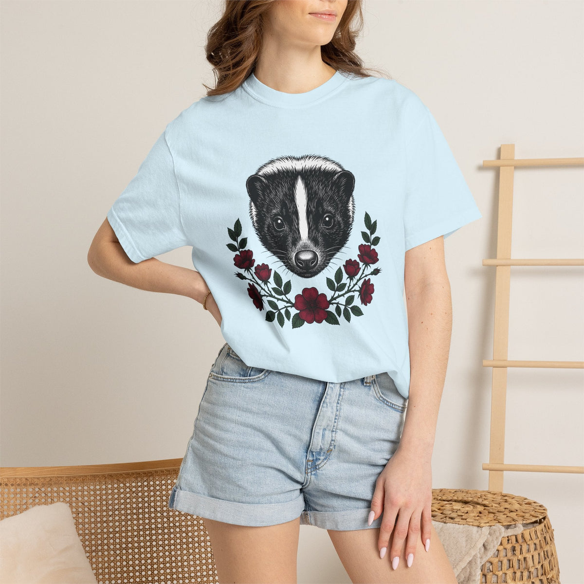 Skunk Face Shirt Animal Nature Unisex Gift Hand Drawn Tee product image 9