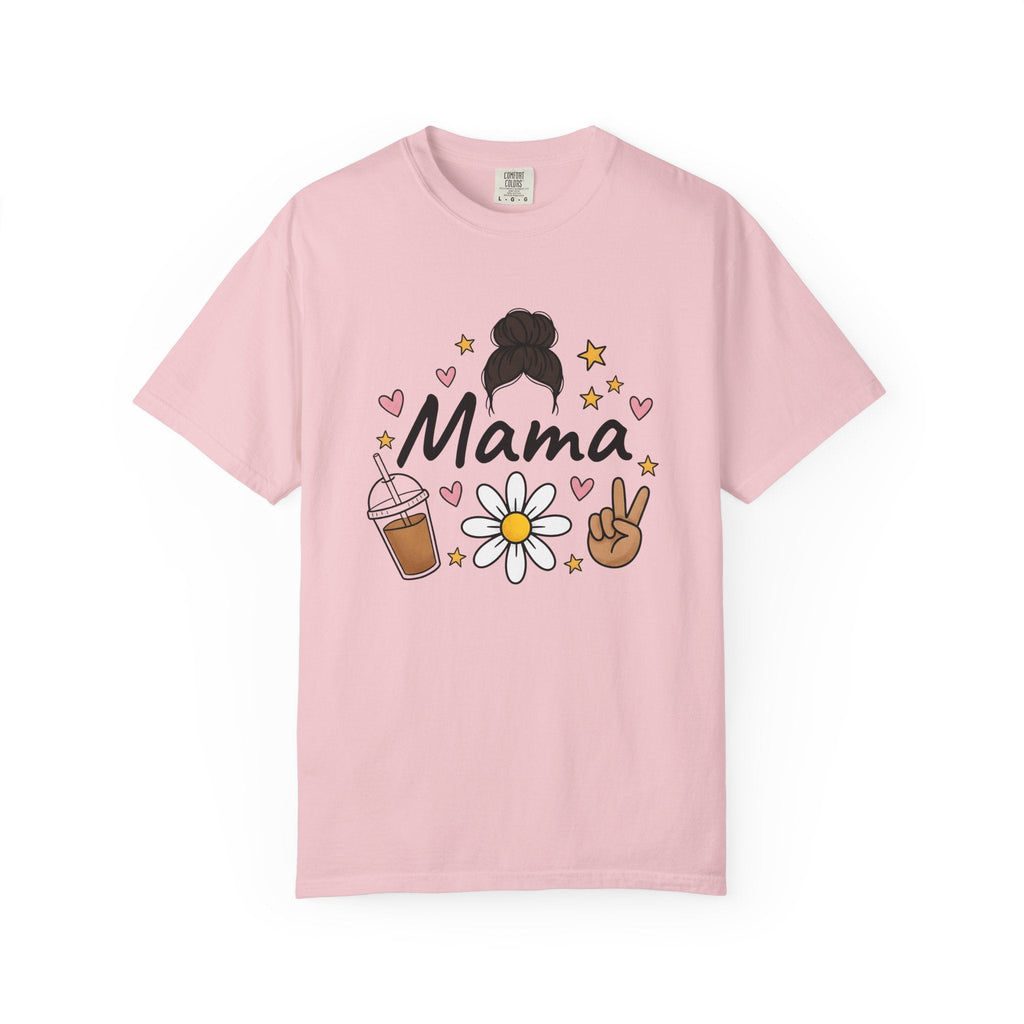 Mom Bun Top Knot Doodle T-Shirt – Busy Mama Coffee Daisy product image 3