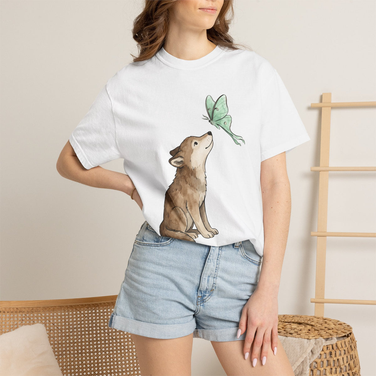 Wolf Butterfly Shirt Animals Wildlife Unisex Gift Pastel product image 6
