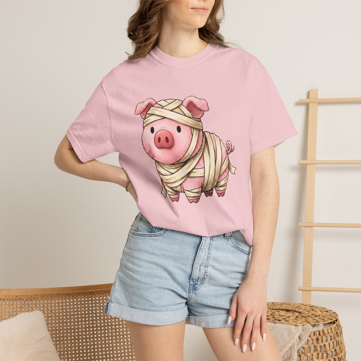 Pig Mummy Shirt Animals Holiday Unisex Gift Kawaii Tee product image 12