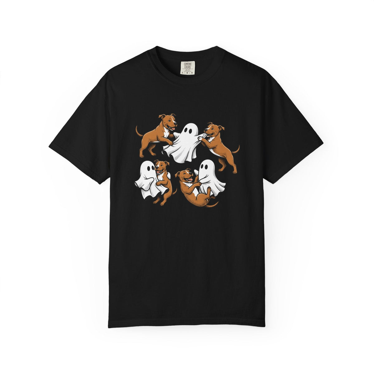 Ghost Pitbull Puppy Shirt Dog Funny Unisex Gift Comic Tee product image 4