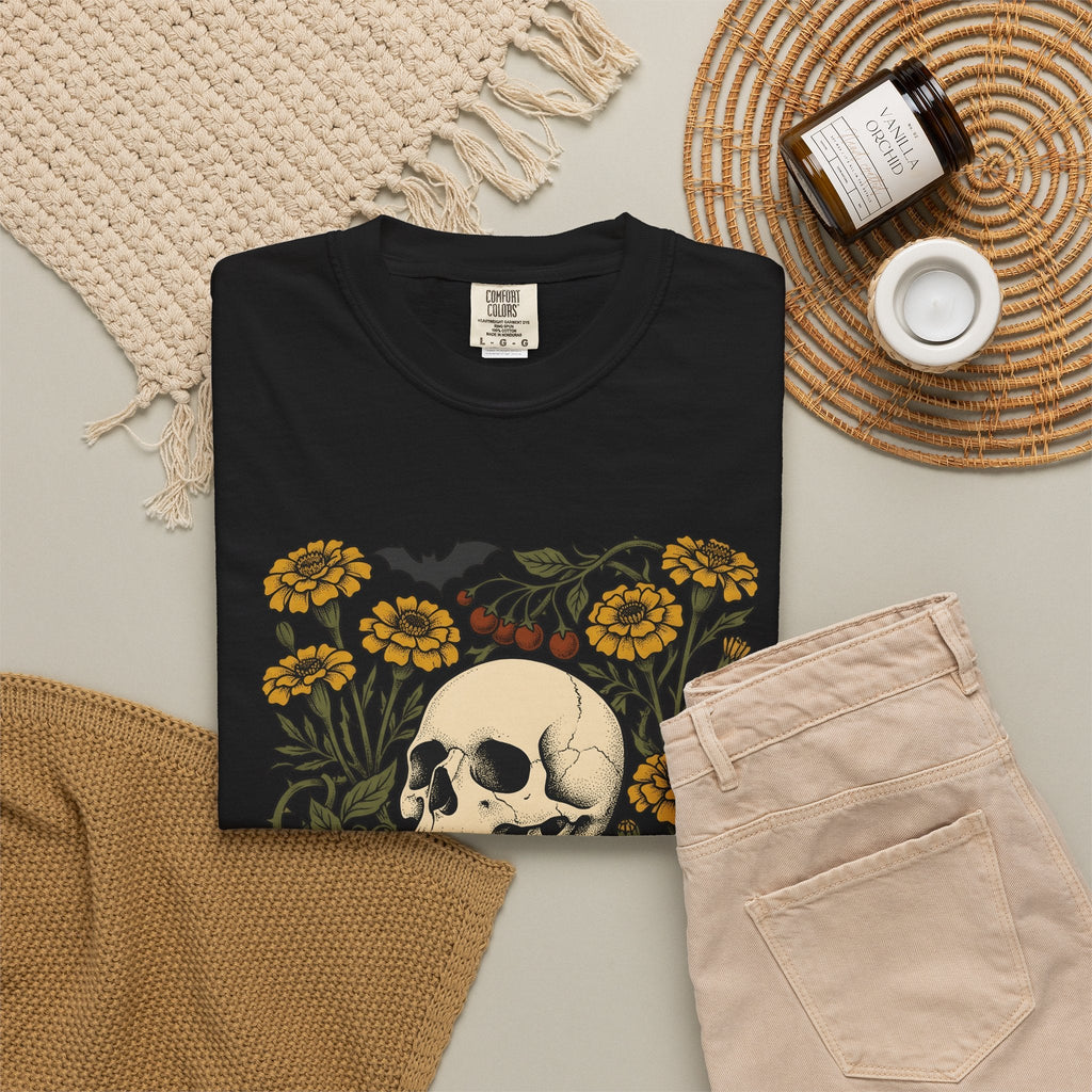 Skull Floral Shirt Halloween Gothic Unisex Gift Tattoo Tee product image 16