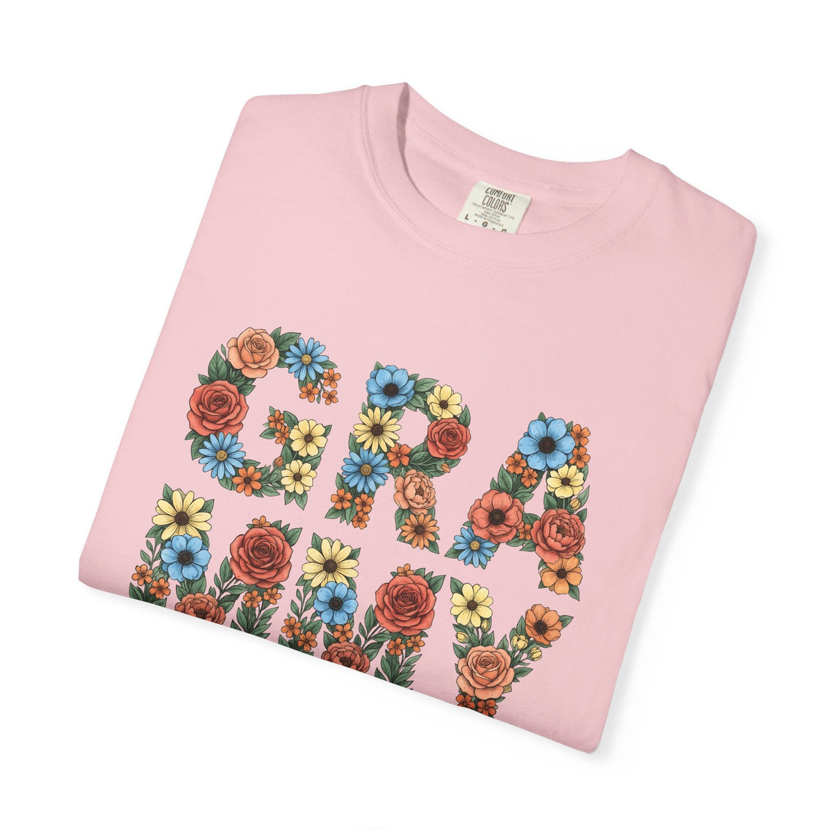 Flower Initials Shirt Grandma Wrap Gift for Women Line Art product image 11