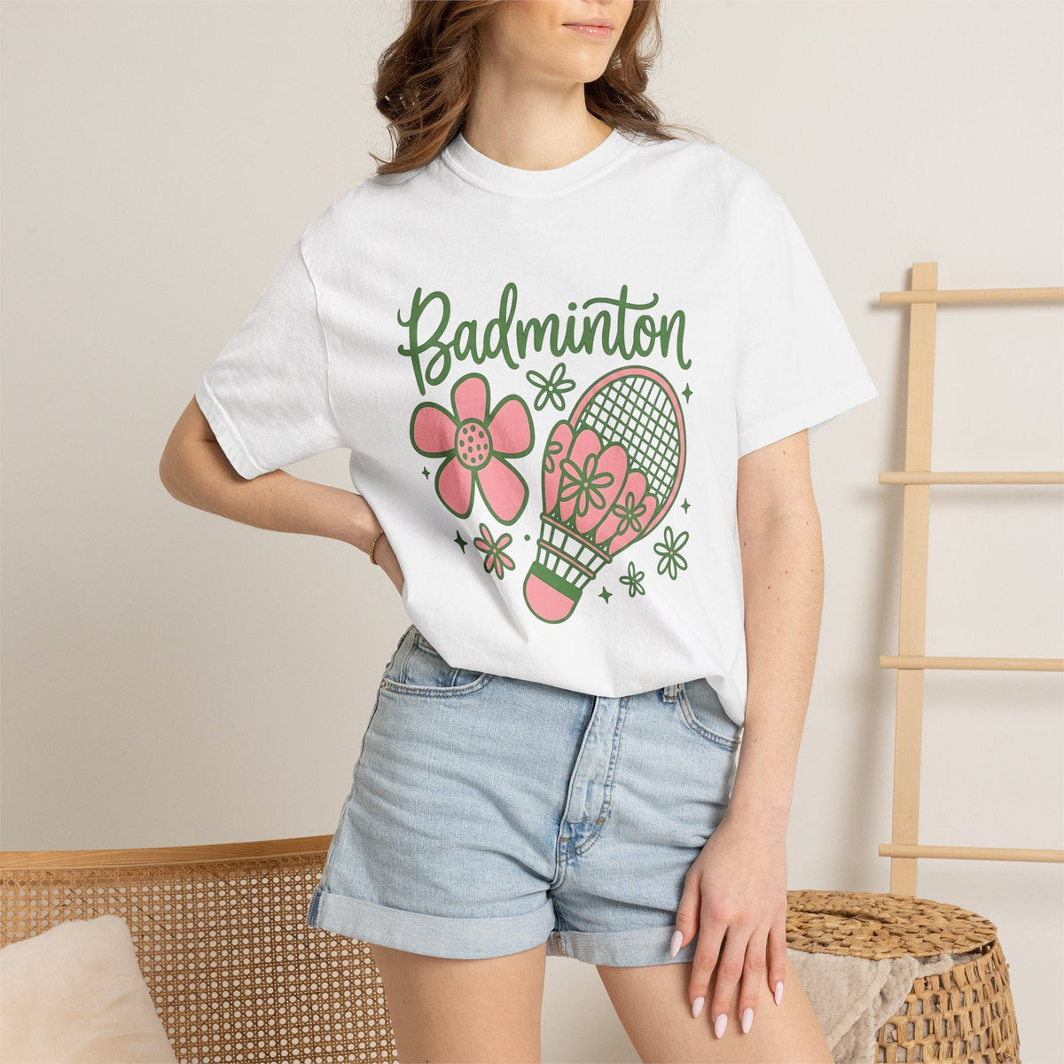 Badminton Racket Shirt Floral Unisex Gift Playful Tee product image 6