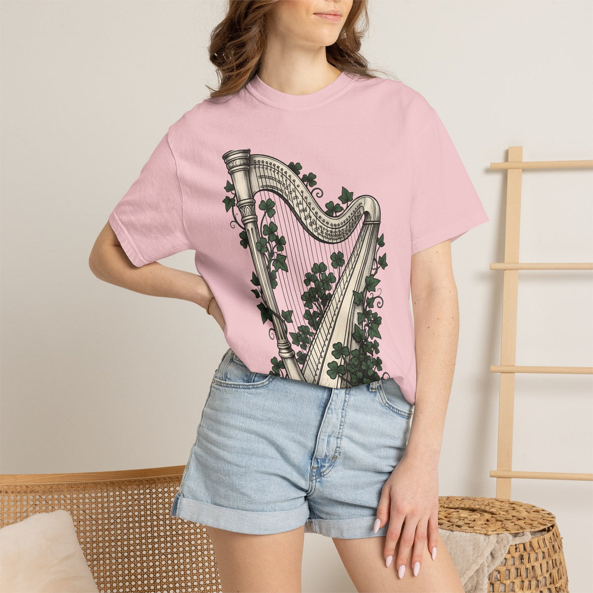 Harp Shamrock Shirt St Patrick's Day Emerald Isle Unisex product image 12