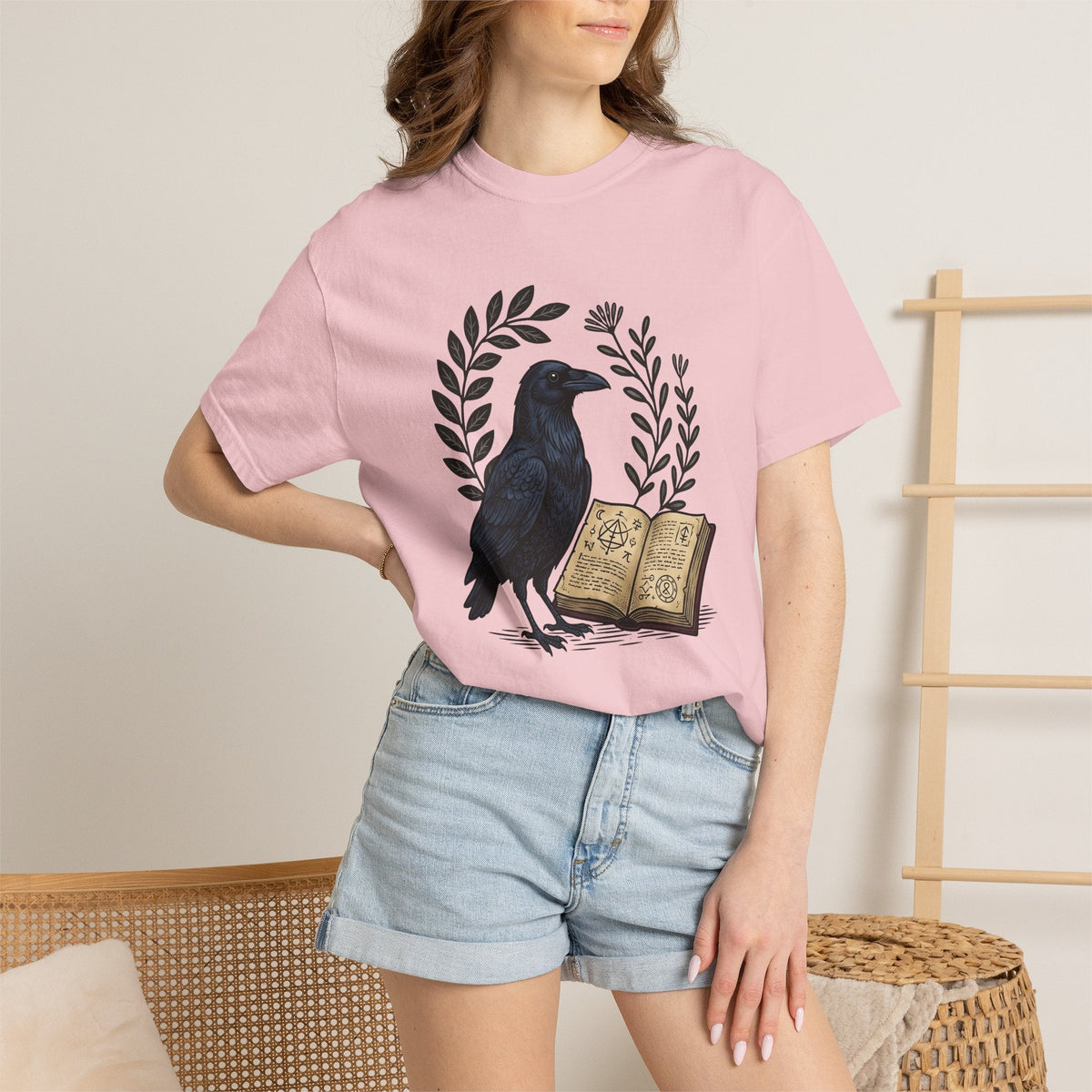 Crow Journal Retro T-Shirt – Halloween Magic Occult Sketch product image 12