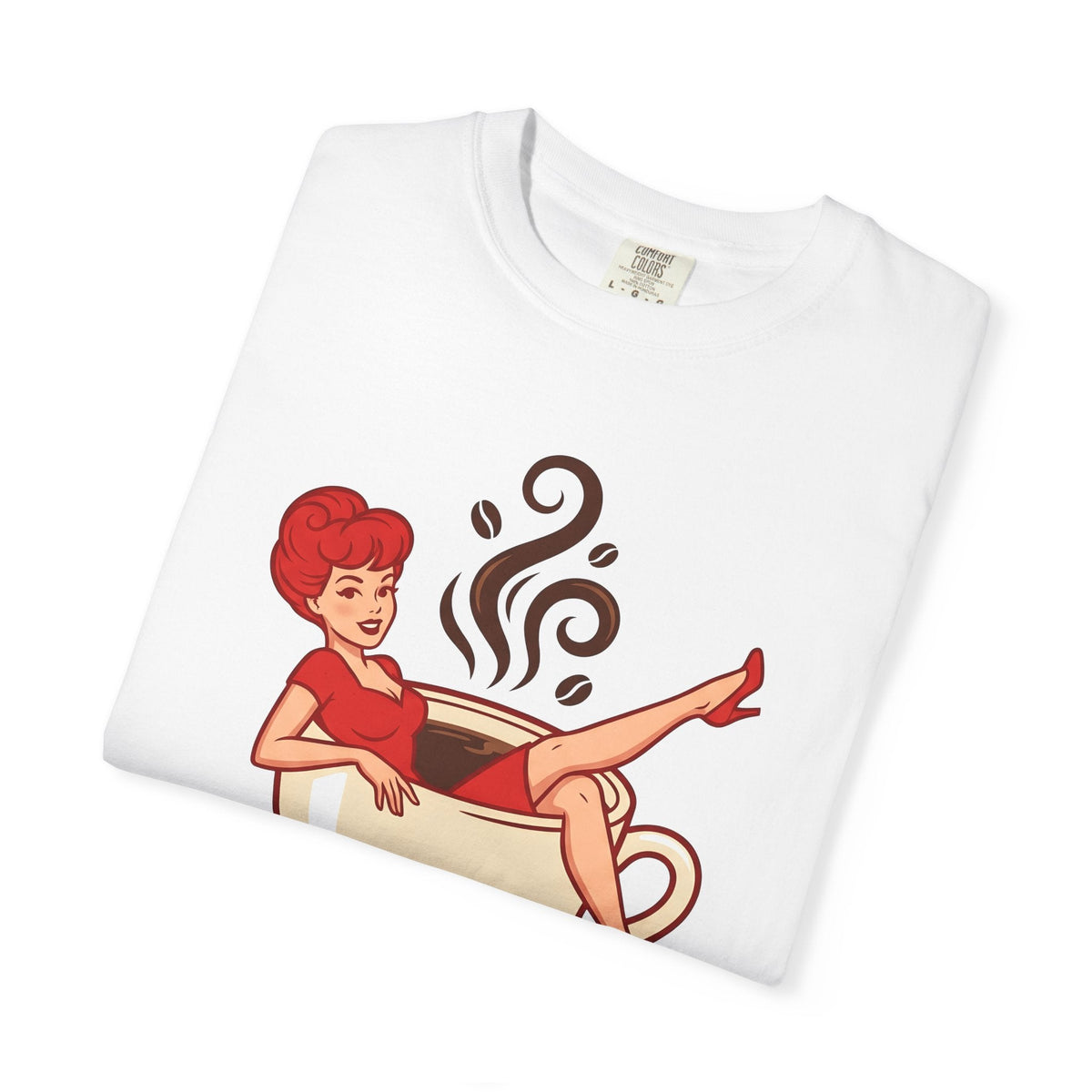 Pinup Coffee Mug Shirt Coffee Fun Unisex Gift Hand Drawn Tee Coffee Cup T-Shirt