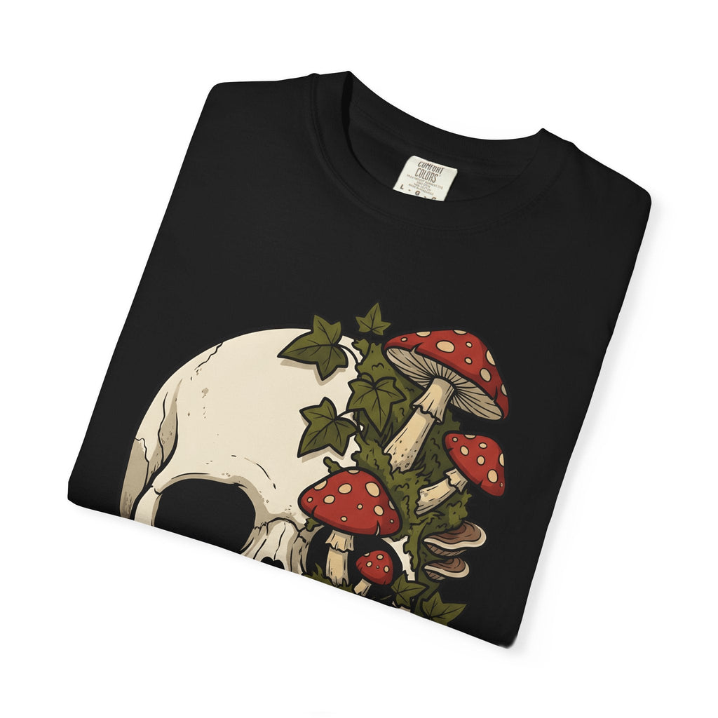 Skull Mushrooms Shirt Gothic Nature Unisex Gift Tattoo Tee product image 15