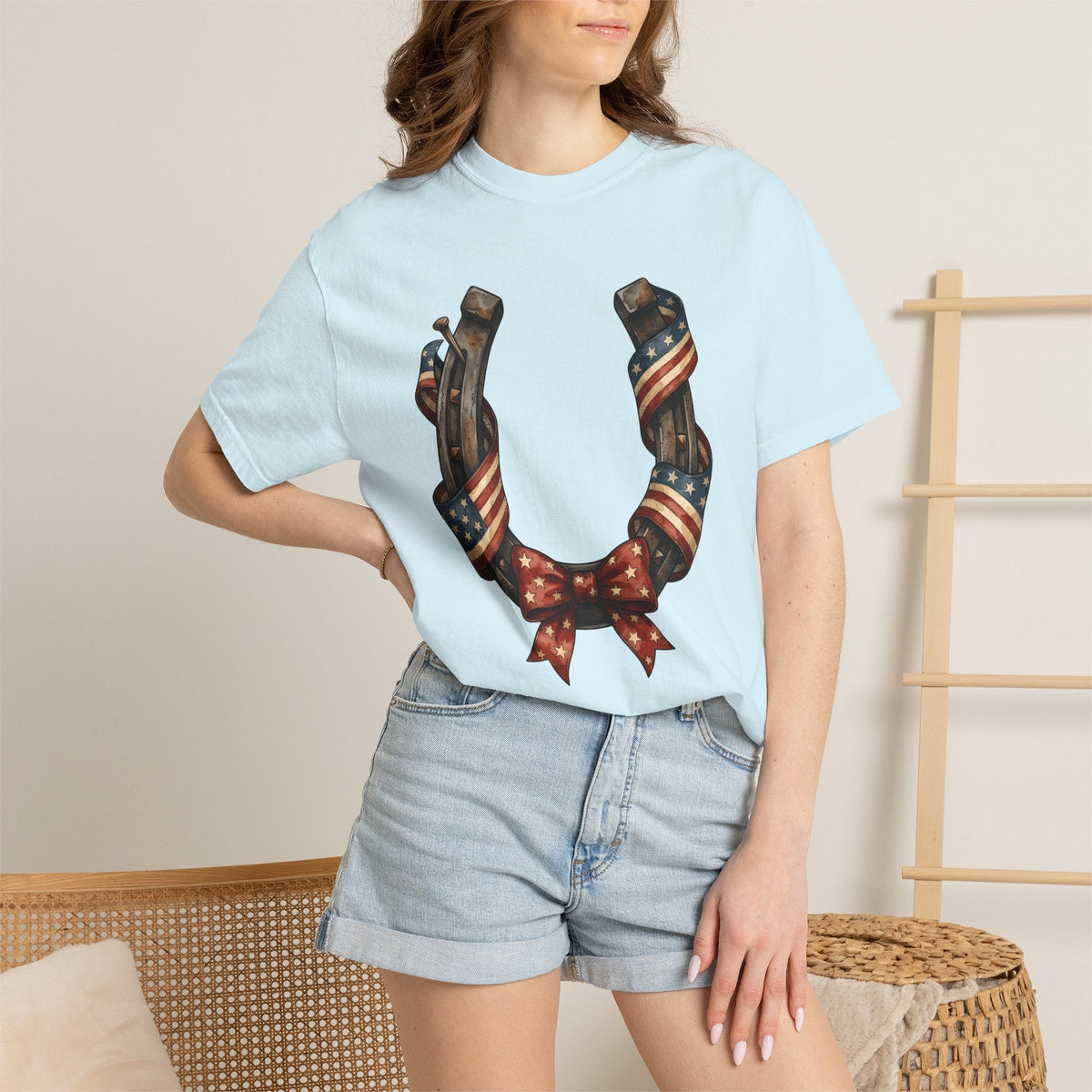 Horseshoe Flag Shirt America Patriotic Unisex Gift Rustic product image 9