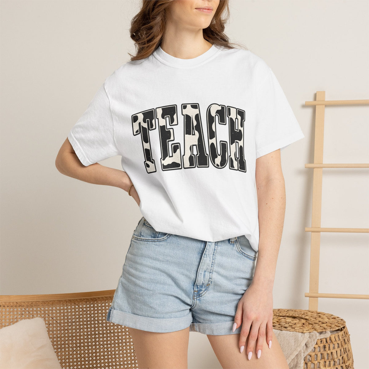 Cow Print Text Shirt Teacher Animal Unisex Gift Bold Tee product image 6