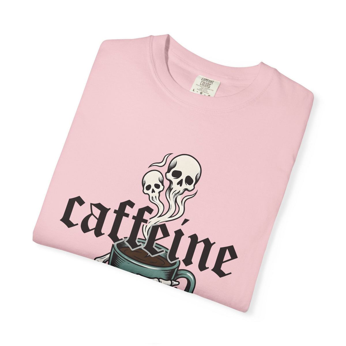 Skull Hand Coffee Mug Spooky T-Shirt – Halloween Horror Caffeine Lover, Unisex Graphic Tee