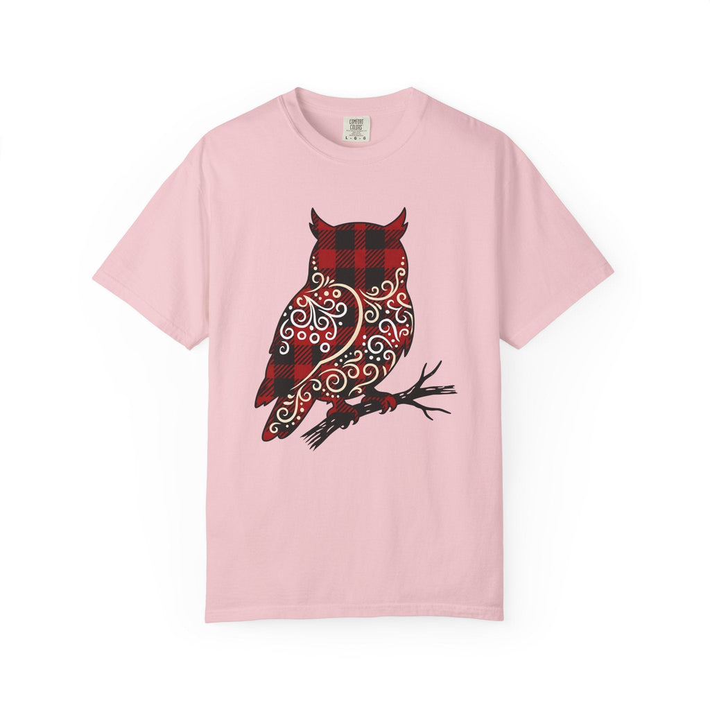 Owl Gingham Shirt Animals Nature Unisex Gift Primitive Tee product image 3