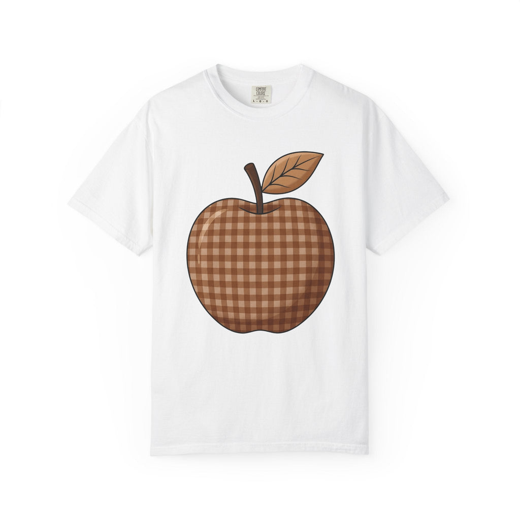 Plaid Apple Farmhouse T-Shirt – Fall Teacher Autumn Design product image 1