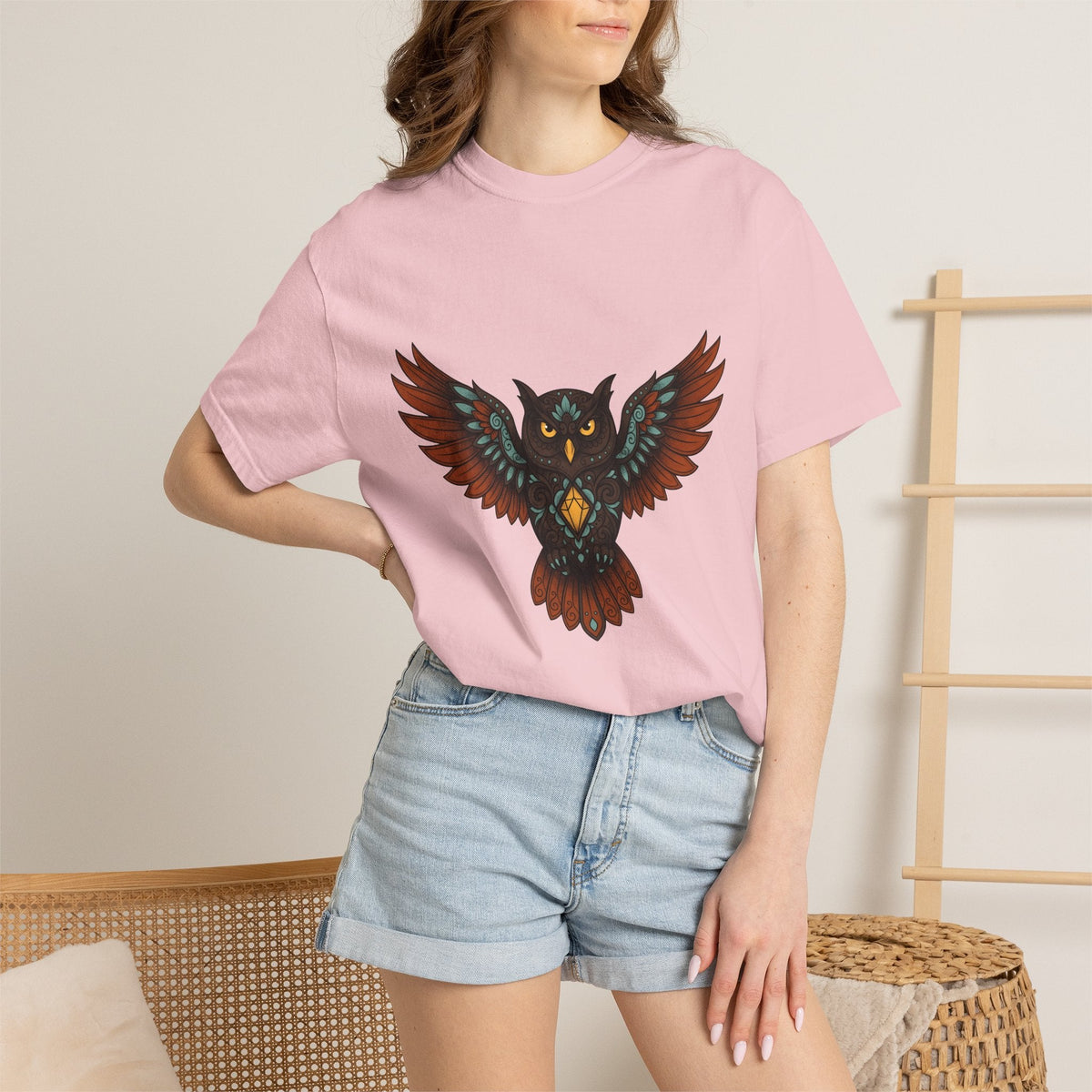 Owl Illustration Shirt Boho Chic Wildlife Unisex Gift product image 12