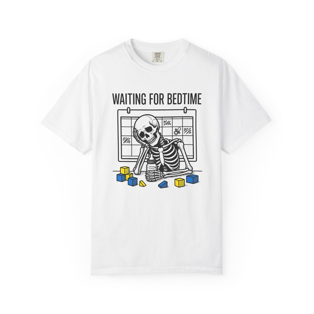 Skeleton Waiting Cartoon T-Shirt – Funny Halloween product image 1