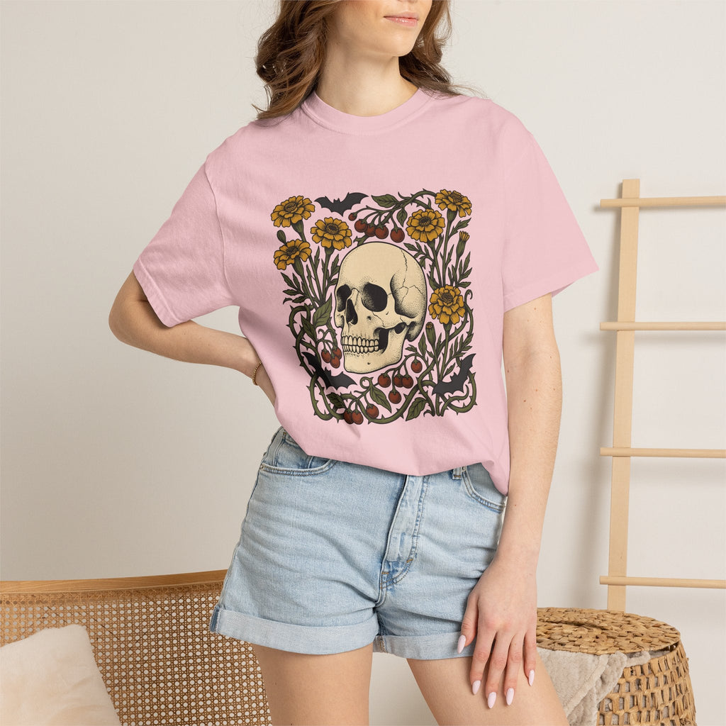 Skull Floral Shirt Halloween Gothic Unisex Gift Tattoo Tee product image 13