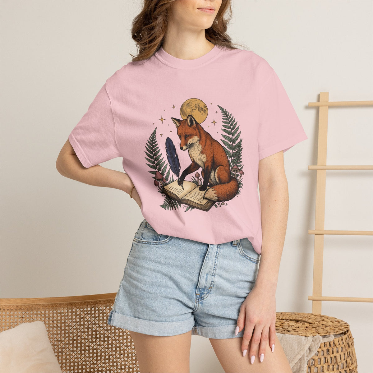Fox Writing Diary Shirt Boho Chic Wildlife Unisex Gift product image 12