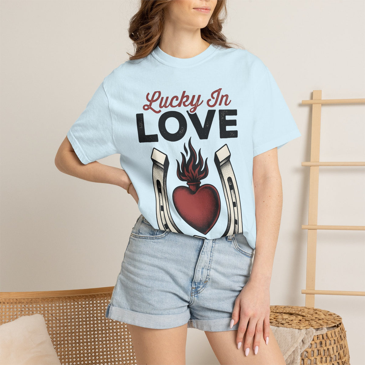 Flaming Heart Horseshoe Shirt St Valentines Day Love Unisex product image 9