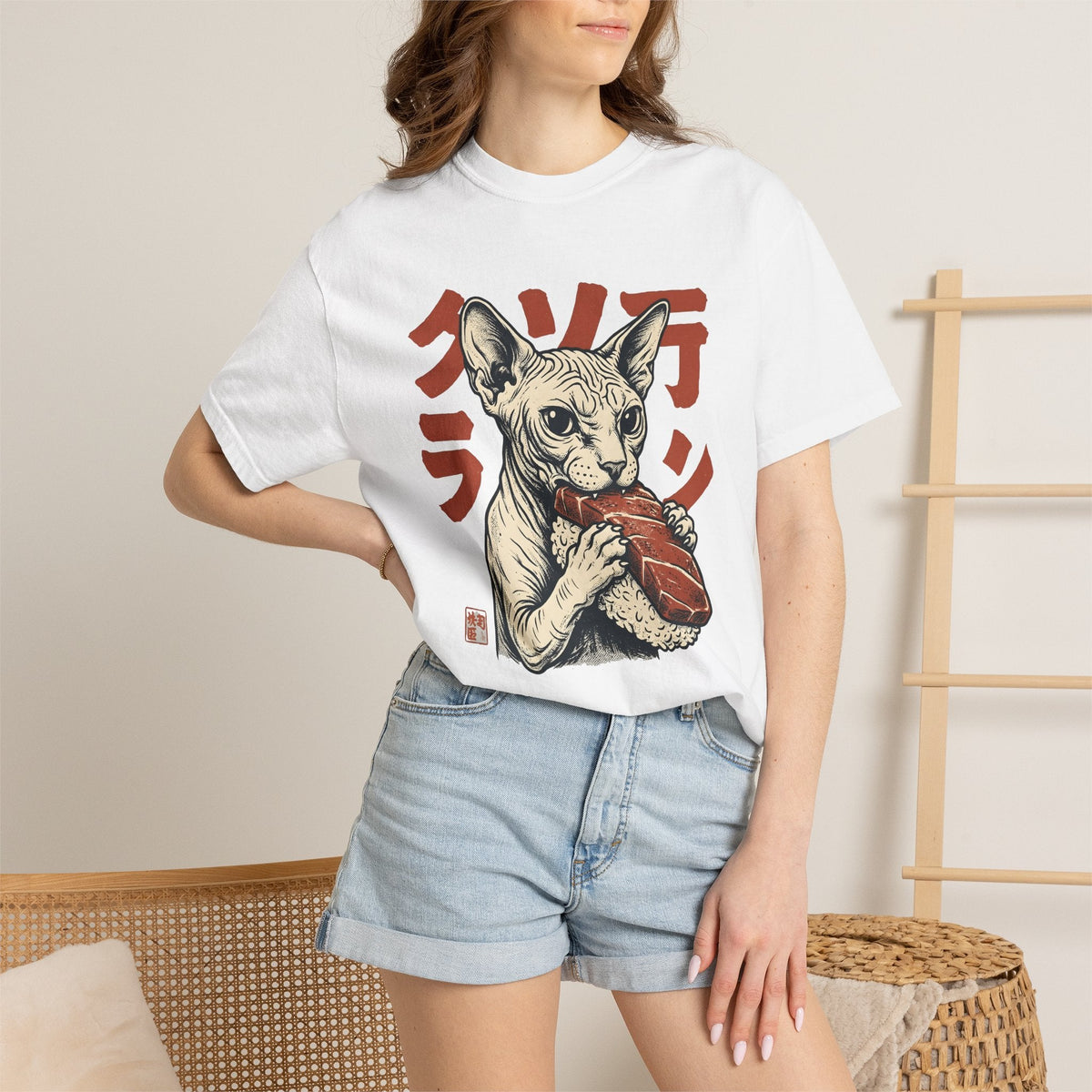 Sphynx Cat Sushi Shirt Food Gift Women Tattoo Art Tee product image 6