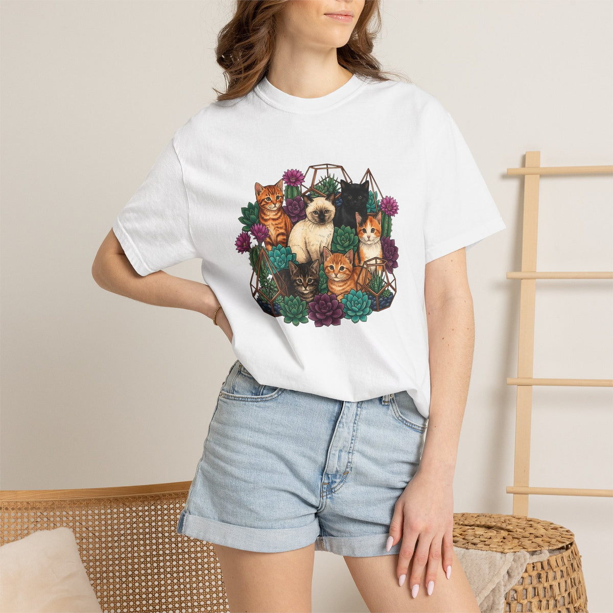 Cats Cluster Shirt Cat Bouquet Gift Women Leafy Tee Kittens product image 6