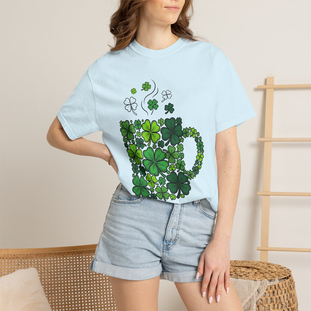 Clover Cup Shirt St. Patrick's Day Tea Unisex Gift Sketch Tee Mug T-Shirt