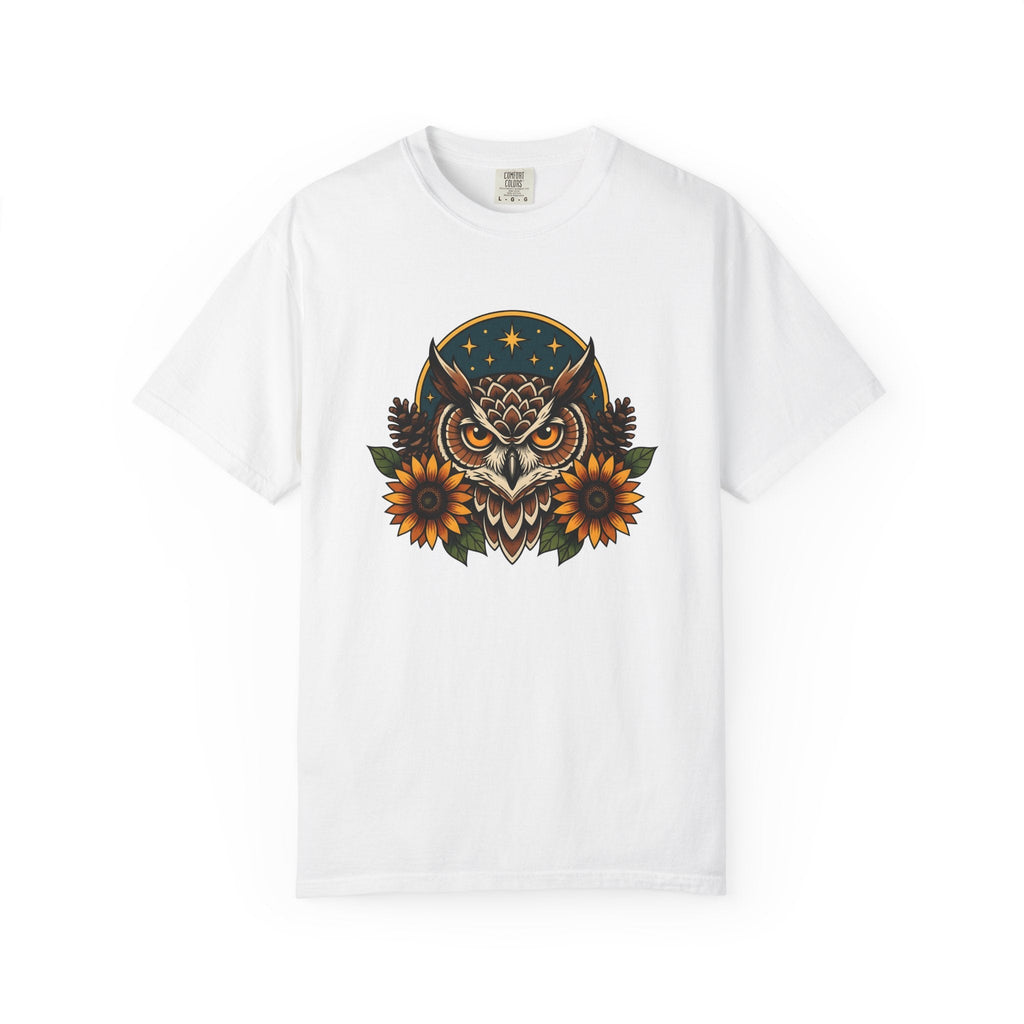 Owl Sunflower Tribal T-Shirt – Fall Autumn Wilderness Art product image 1