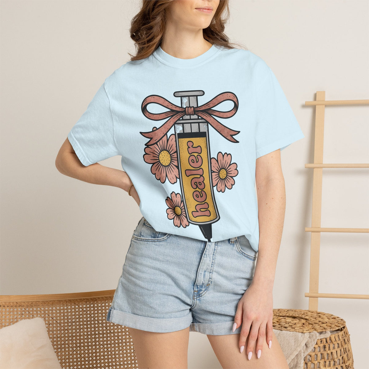 Injection Flowers Sketch T-Shirt – Nurse Floral Medical product image 9