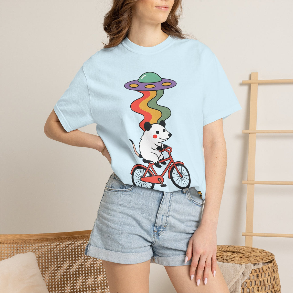 Opossum Bike Shirt Sports Biking Unisex Gift Comic Tee product image 9